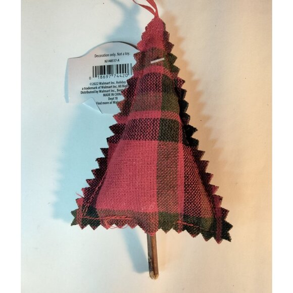 Tartan Plaid Christmas Tree Ornament Red Green Fabric - Picture 2 of 4